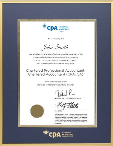 Satin gold metal CPA BC frame with double mat board